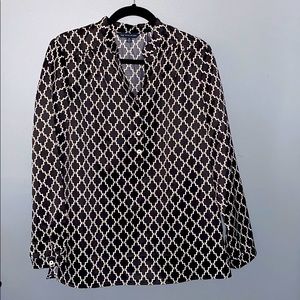 Brooks Brothers Black/White Henley Blouse